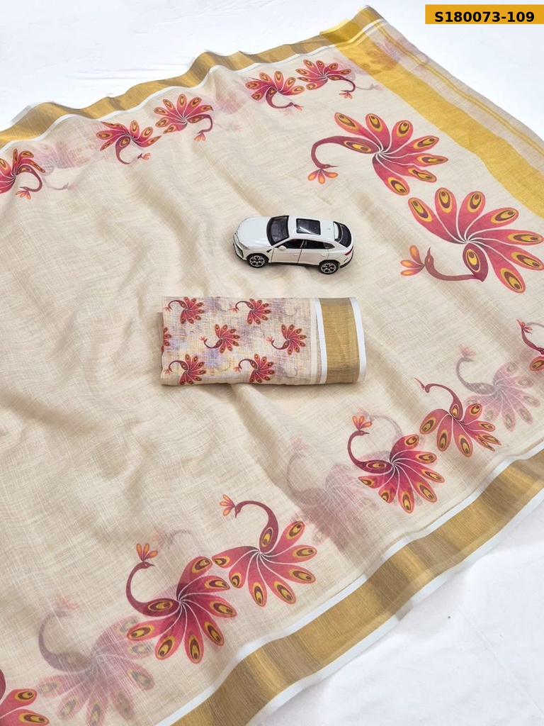 Fancy Linen Digital Printed Saree