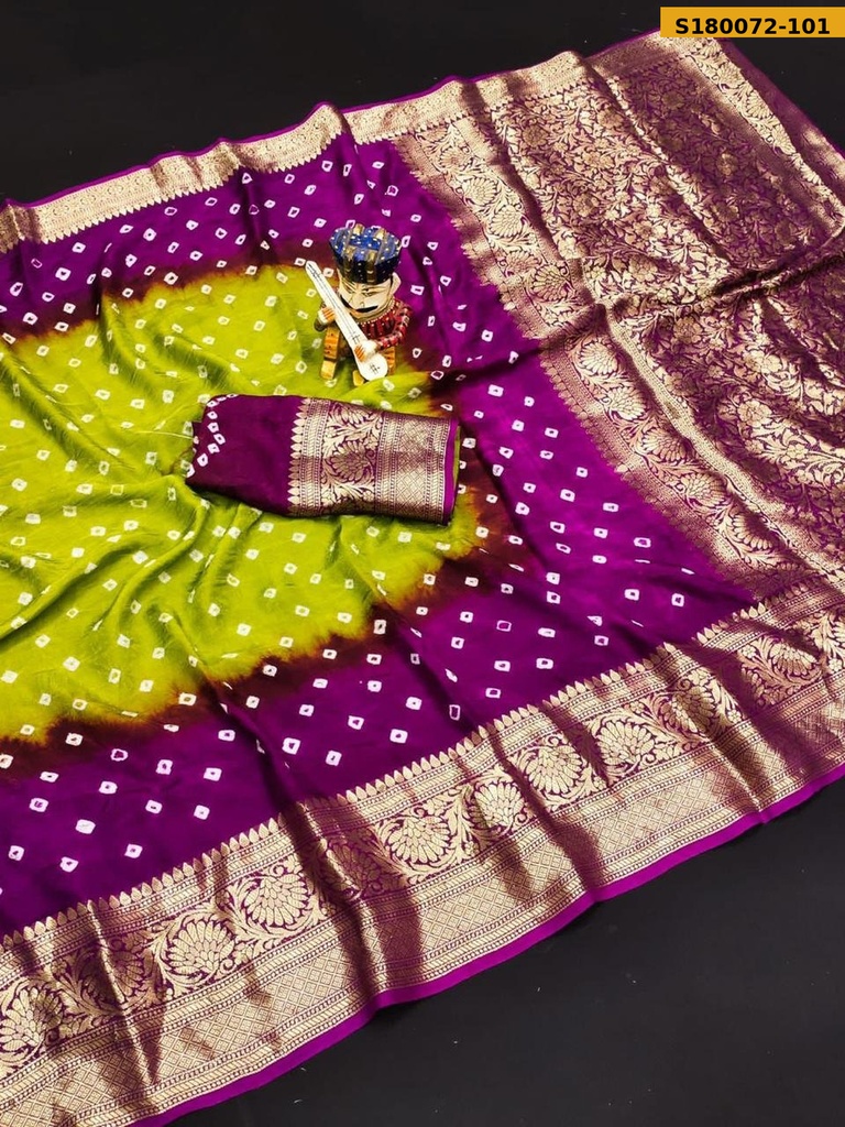 Fancy Cotton Silk Bhandhani Printed Saree