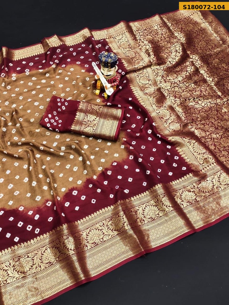 Fancy Cotton Silk Bhandhani Printed Saree