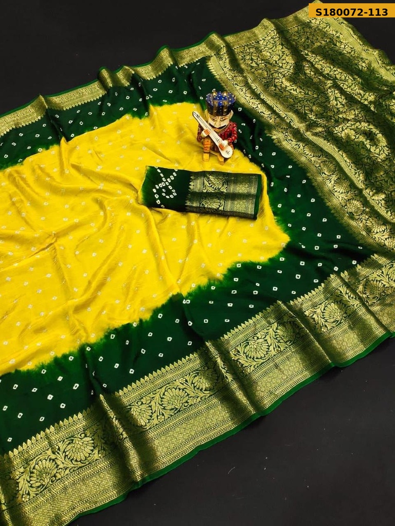 Fancy Cotton Silk Bhandhani Printed Saree