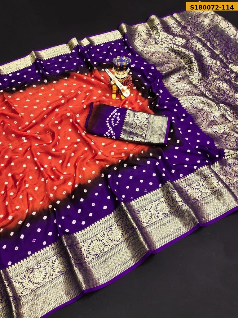 Fancy Cotton Silk Bhandhani Printed Saree