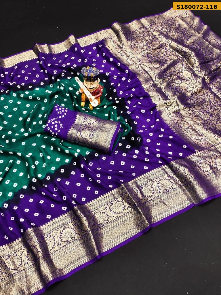 Fancy Cotton Silk Bhandhani Printed Saree