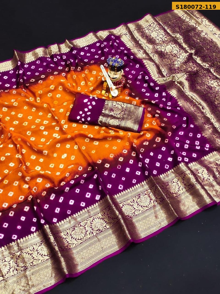 Fancy Cotton Silk Bhandhani Printed Saree
