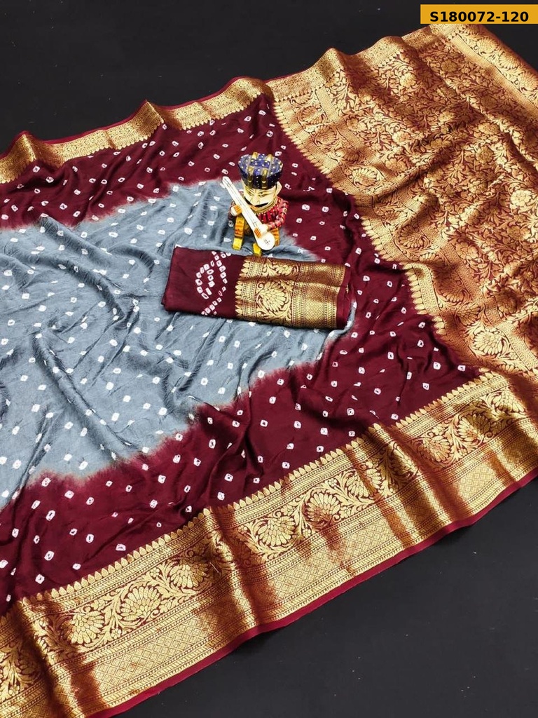 Fancy Cotton Silk Bhandhani Printed Saree