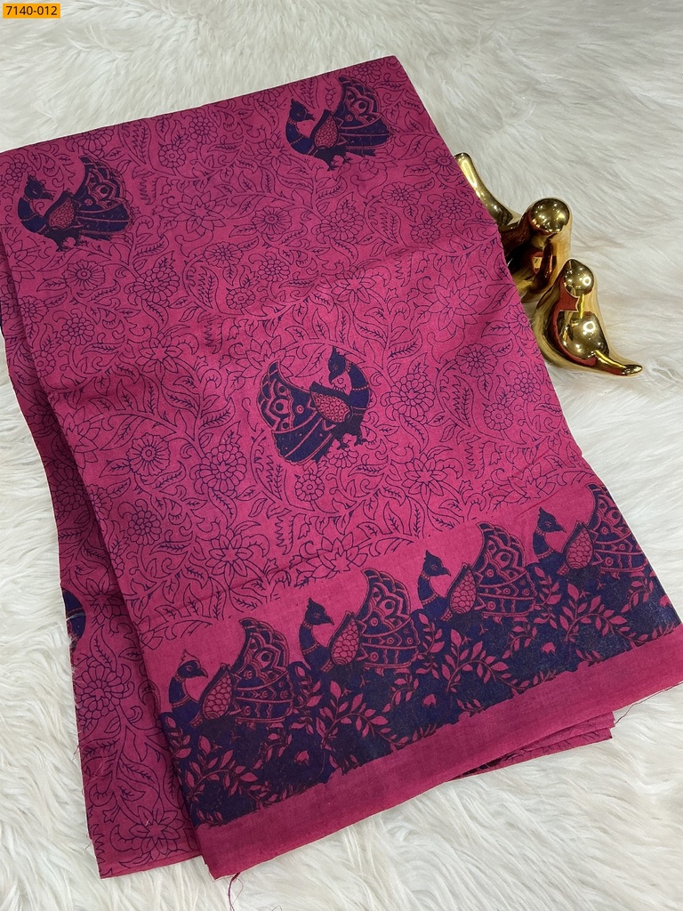 [7140-012] Kalamkari Printed Cotton Saree (7140-012)