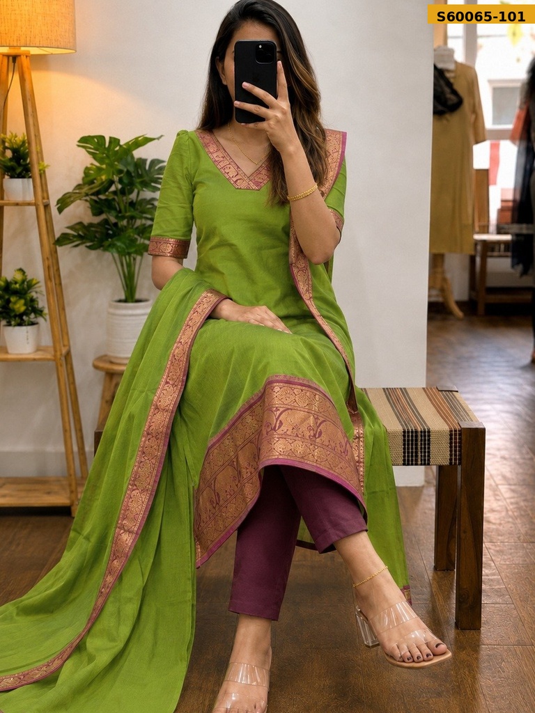 Fancy Kanchi Cotton Kurti With Dupatta