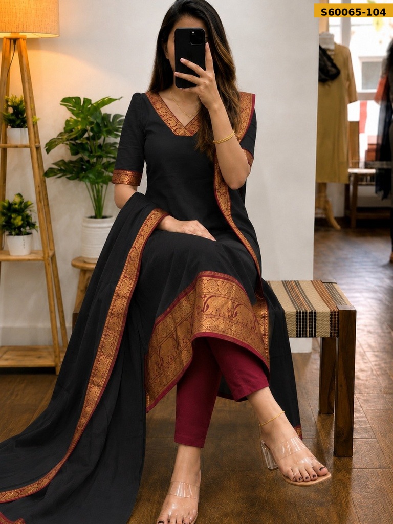 Fancy Kanchi Cotton Kurti With Dupatta