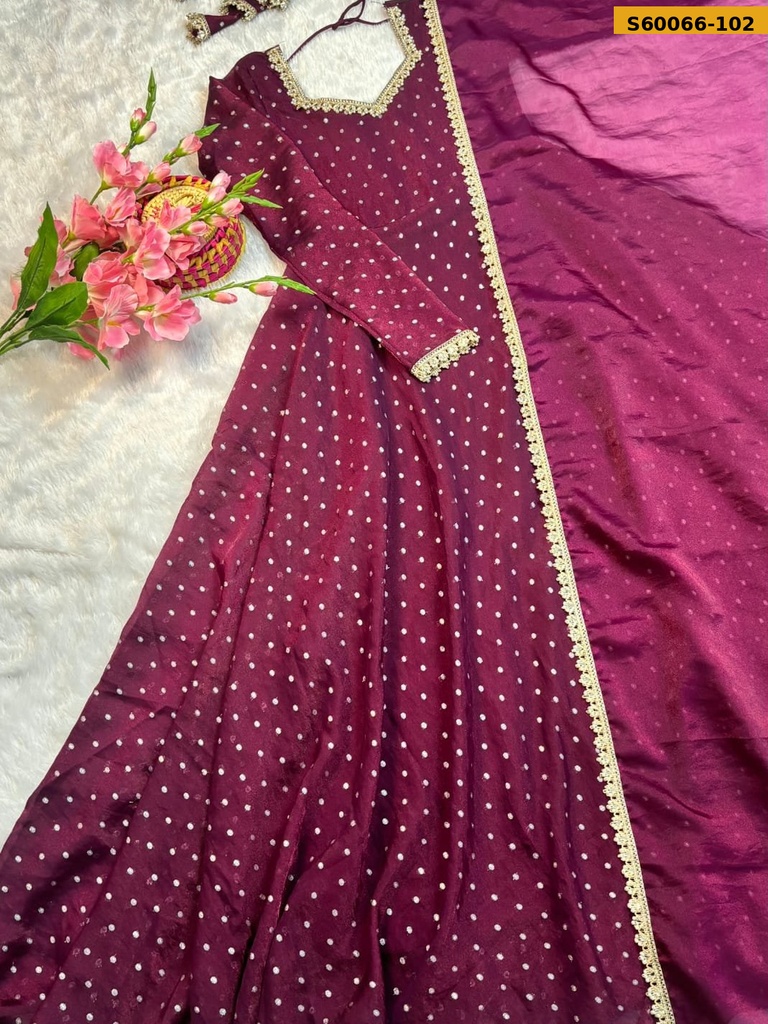 Fancy NC Moss Gown With Dupatta