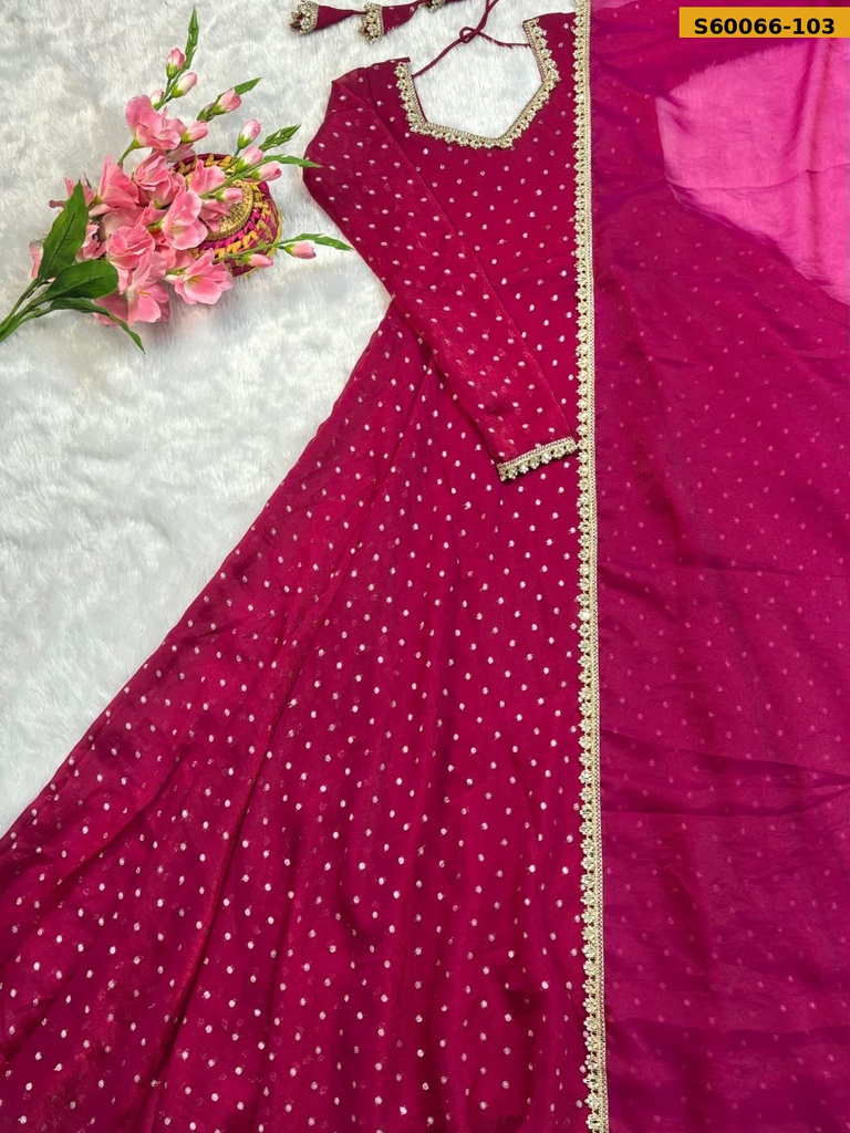 Fancy NC Moss Gown With Dupatta