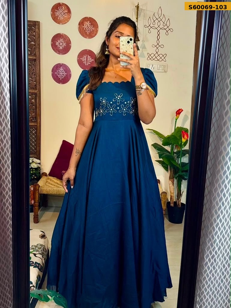 Fancy Vichitra Silk Blooming Gown