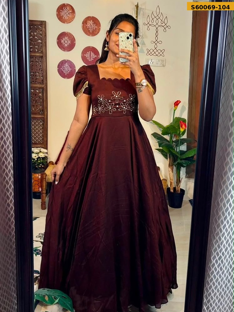 Fancy Vichitra Silk Blooming Gown