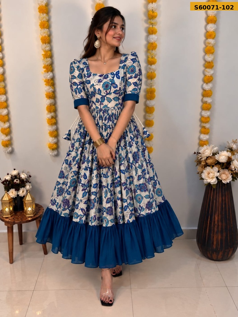 Fancy Vichithra Silk  Kalamkari Maxi