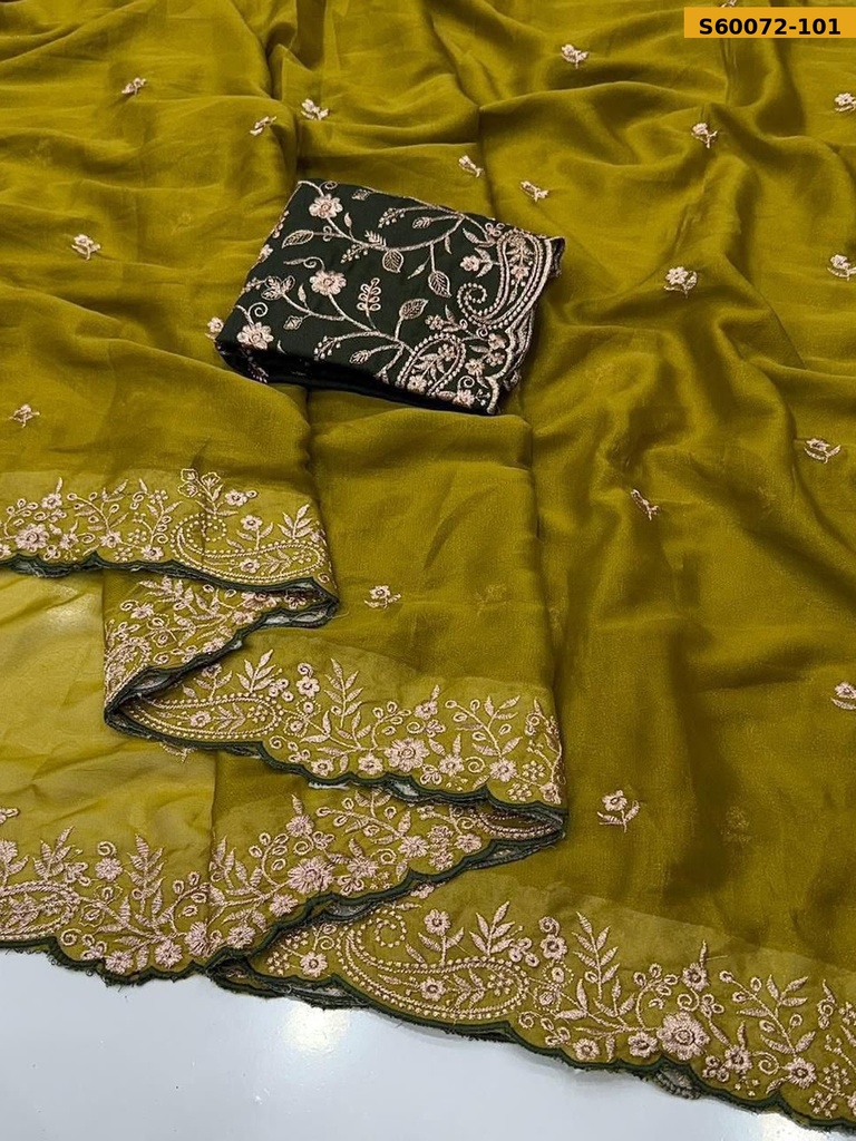 Fancy Star Georgette Embroidery Saree