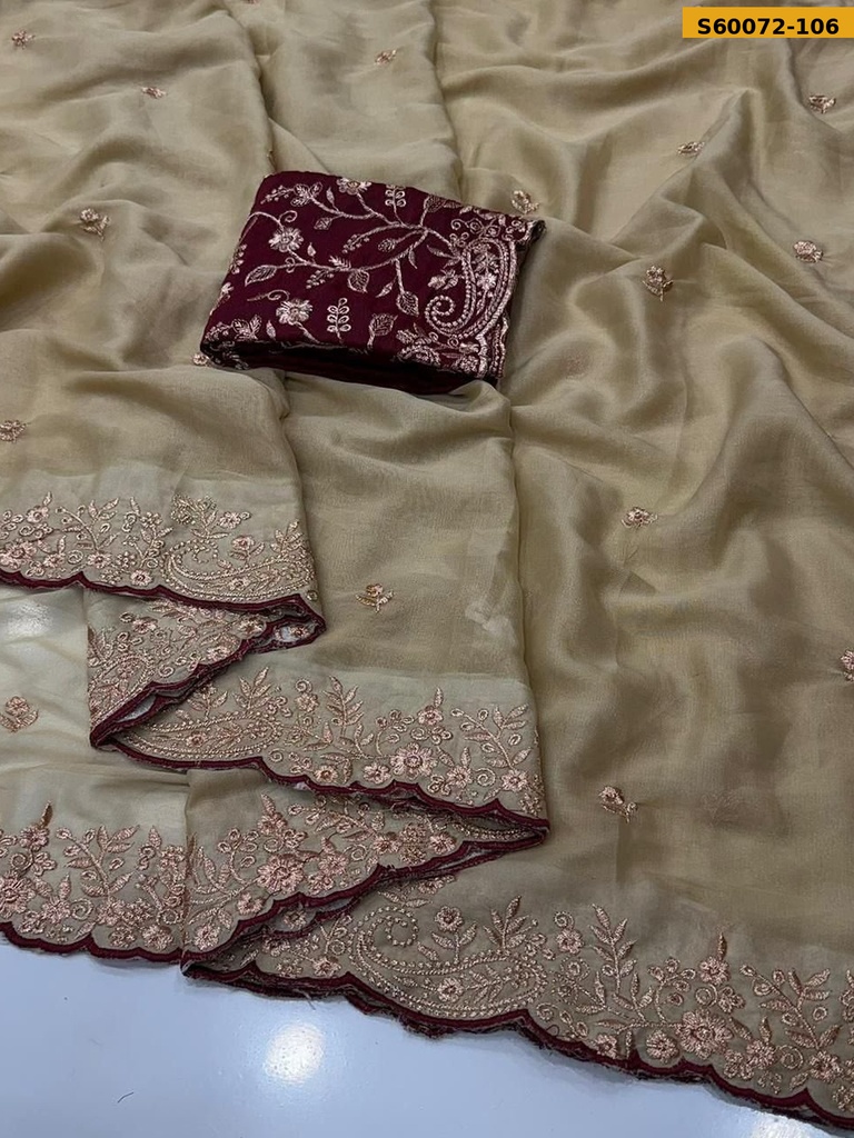 Fancy Star Georgette Embroidery Saree