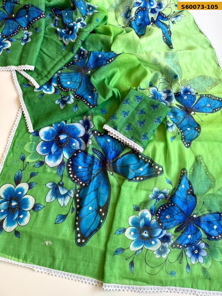 Fancy Soft Peding Linen Saree