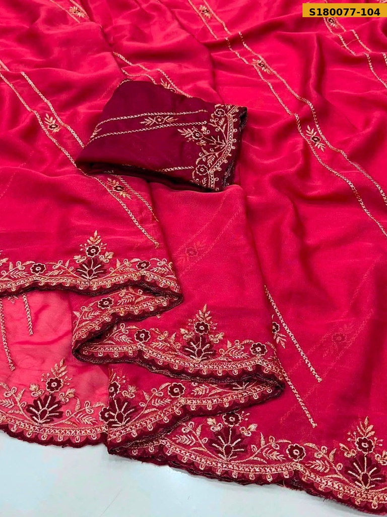 Fancy Star Georgette Embroidery Saree