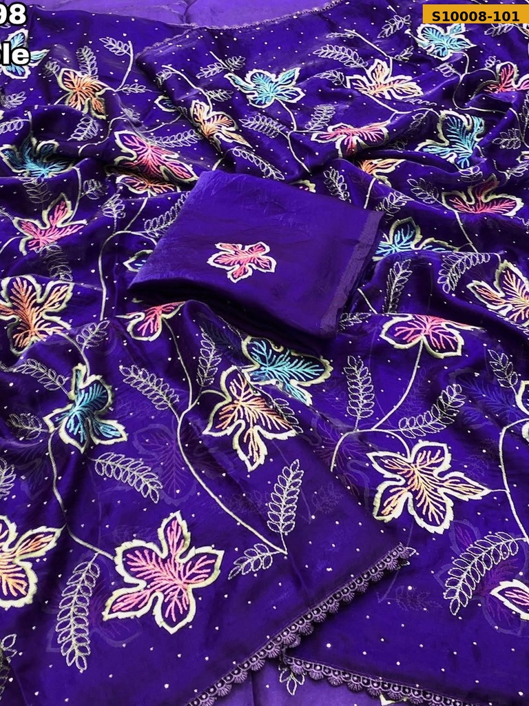 Fancy Space Silk Embroidery Saree(S-90)