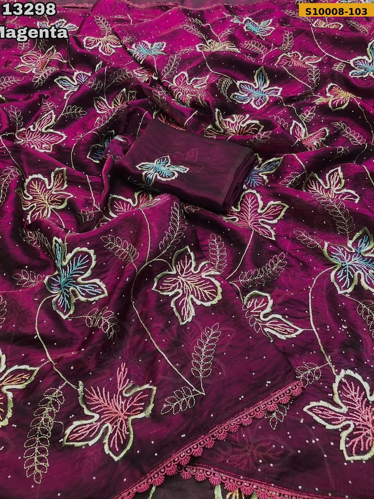 Fancy Space Silk Embroidery Saree(S-90)