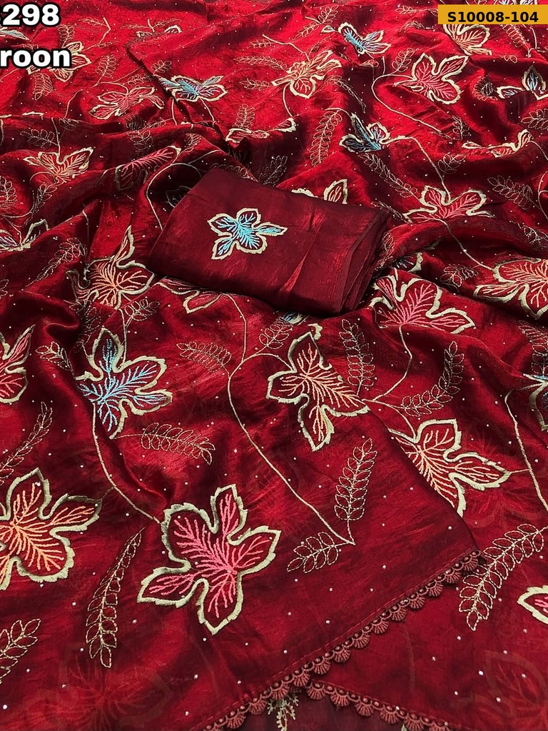 Fancy Space Silk Embroidery Saree(S-90)
