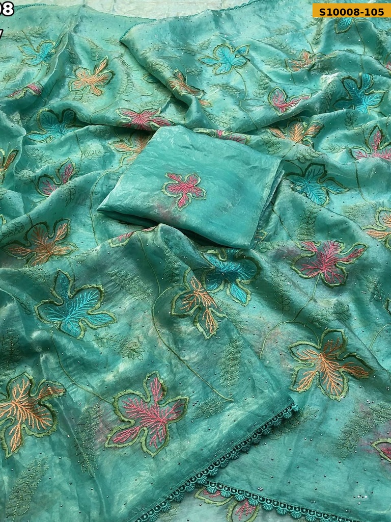 Fancy Space Silk Embroidery Saree(S-90)