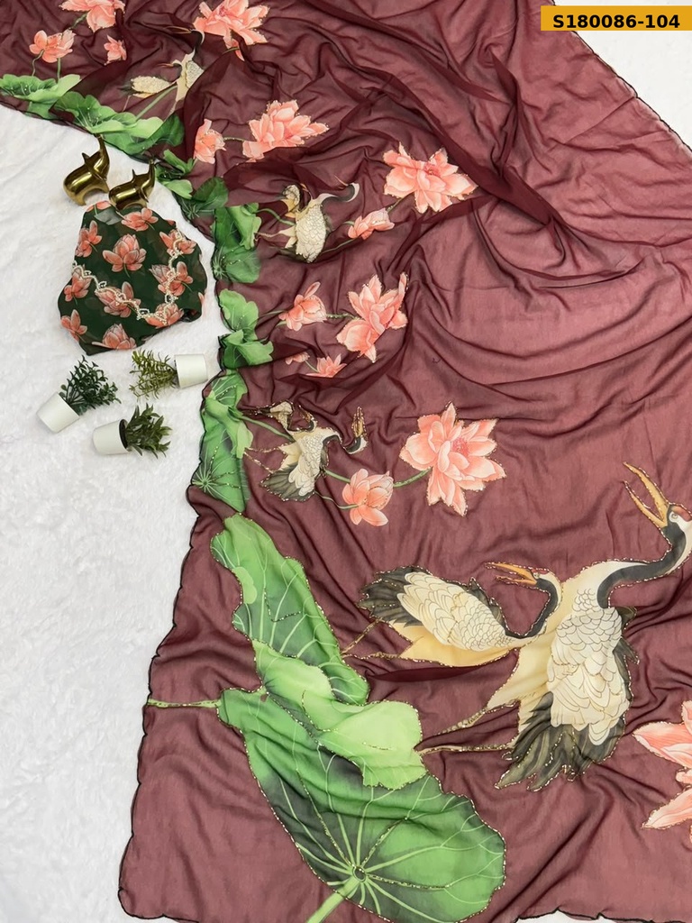 Fancy Soft Chiffon Floral Printed Saree