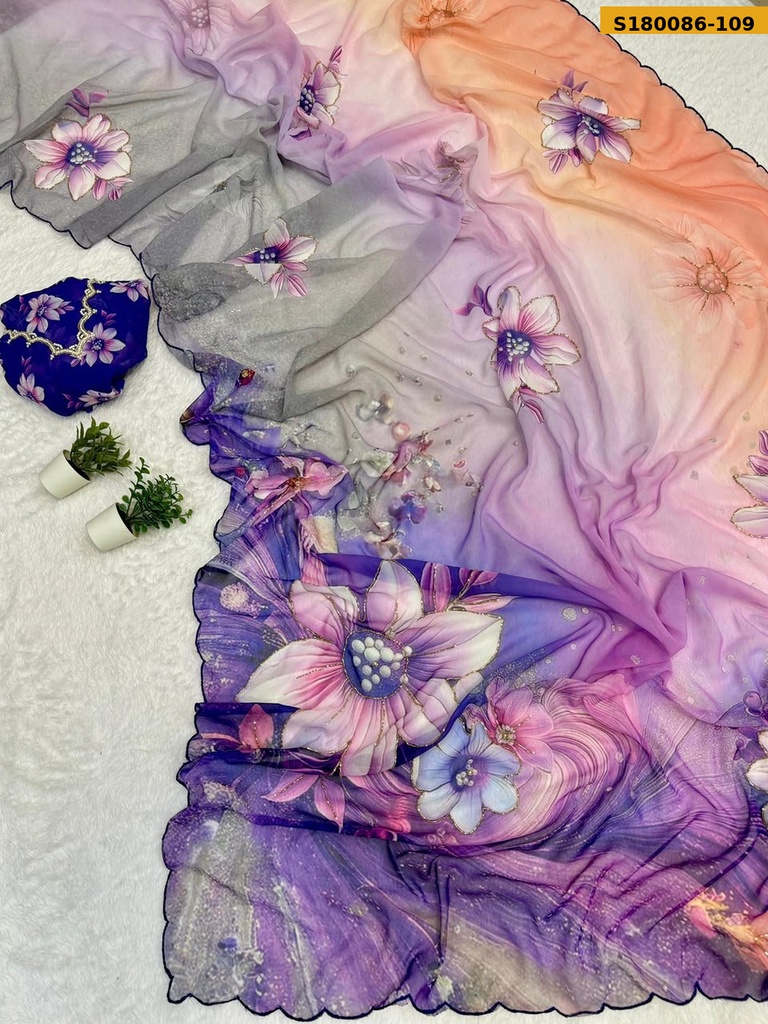 Fancy Soft Chiffon Floral Printed Saree