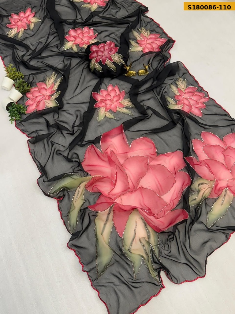Fancy Soft Chiffon Floral Printed Saree