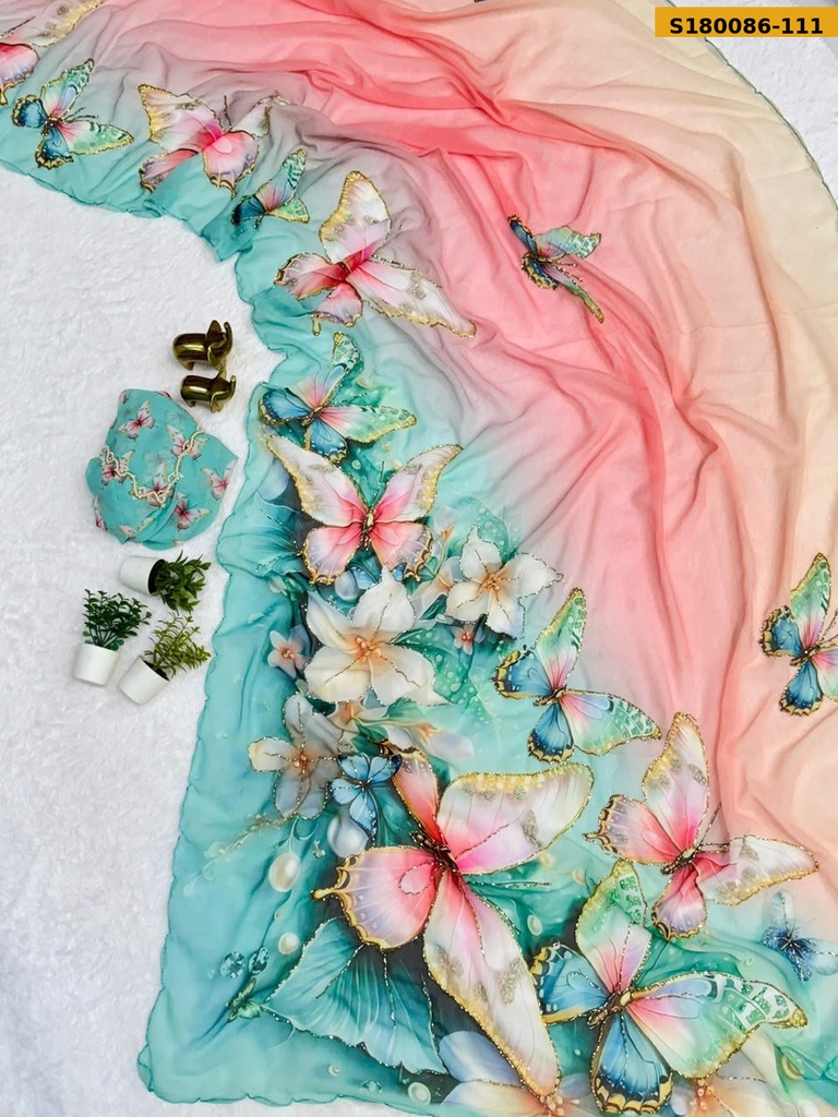 Fancy Soft Chiffon Floral Printed Saree