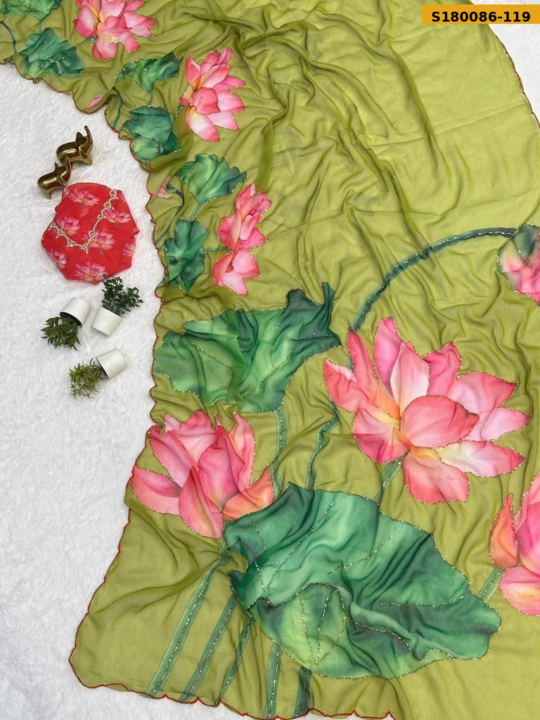 Fancy Soft Chiffon Floral Printed Saree