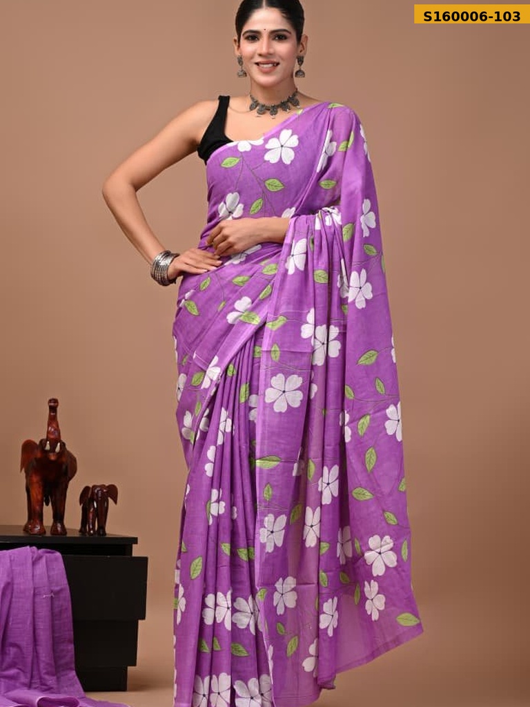 Fancy Cotton Mulmul Sarees