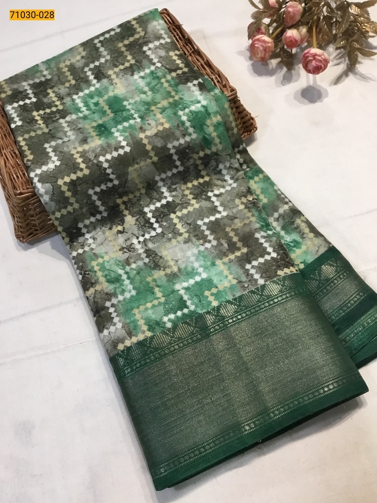 Digital Print Fancy Linen Cotton Saree