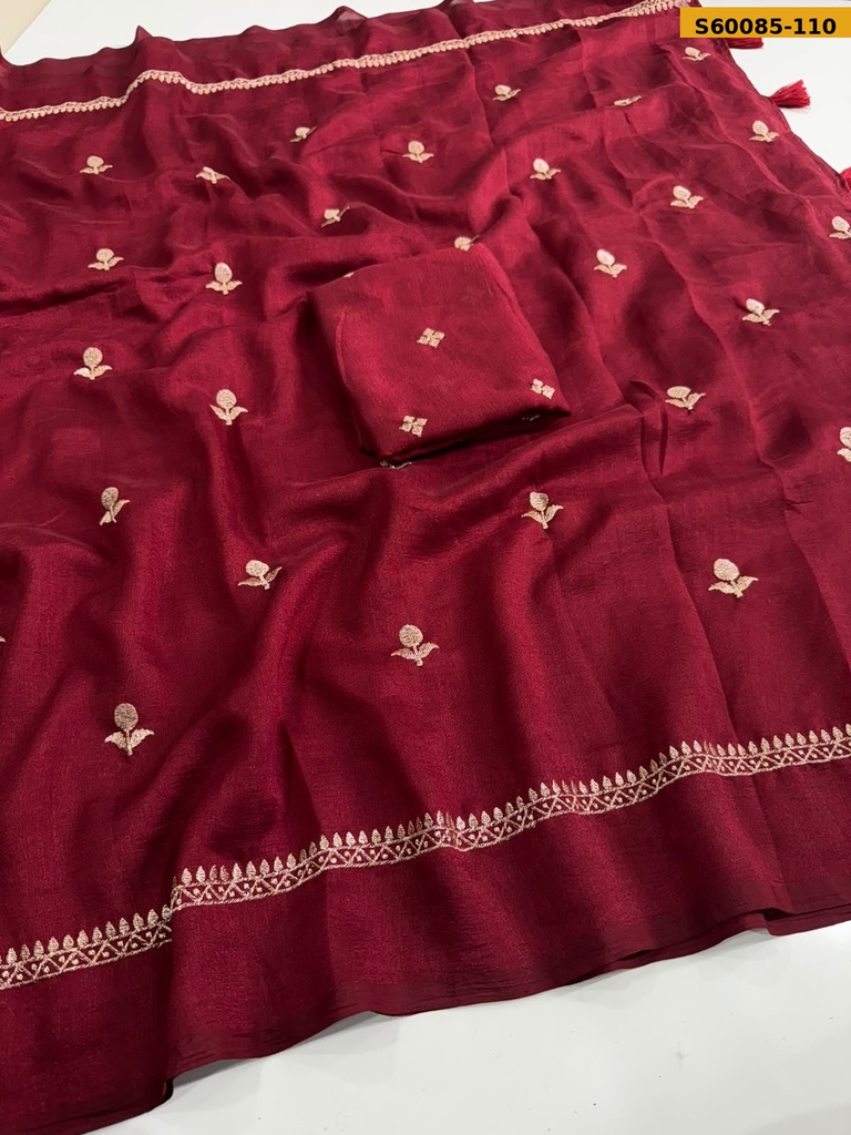 Fancy Jute Multi Emrodairy Work Saree