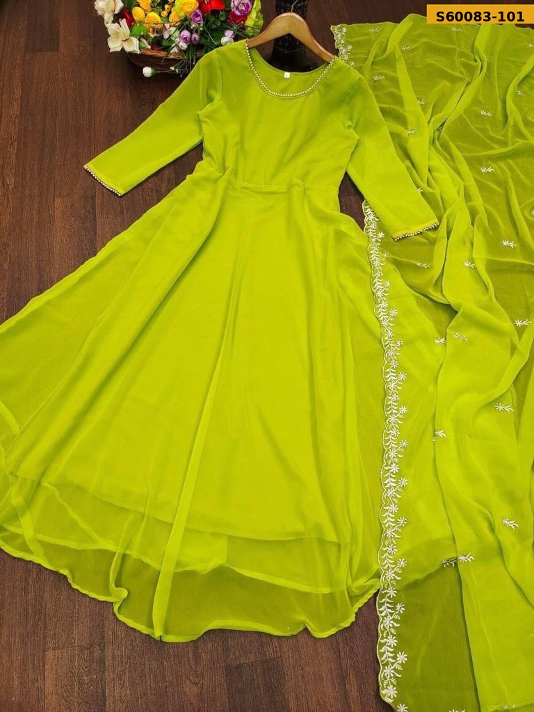 Fancy Faux Georgette Anarkali With Dupatta