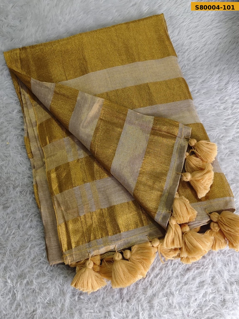 Fancy Linen Tissue Gold Saree