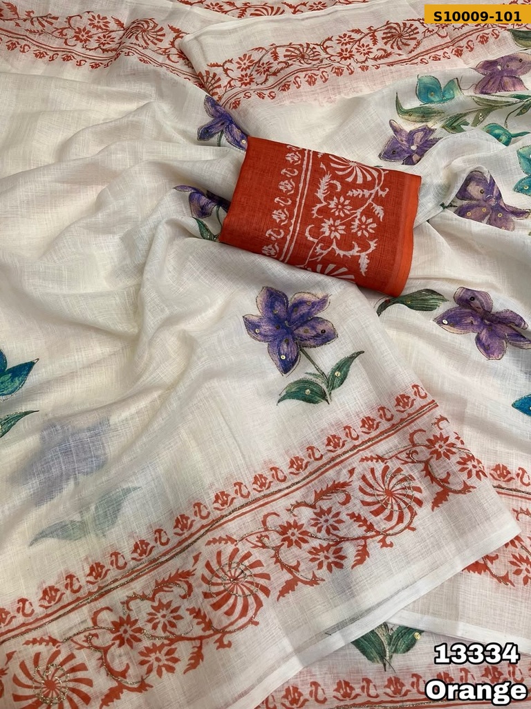 Fancy Soft Linen Printed Saree