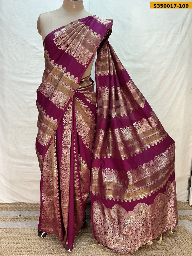 Fancy Crepe Khadi Tissue Paithani Silk Saree