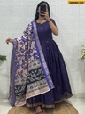 Fancy Soft Silk Gown With Dupatta