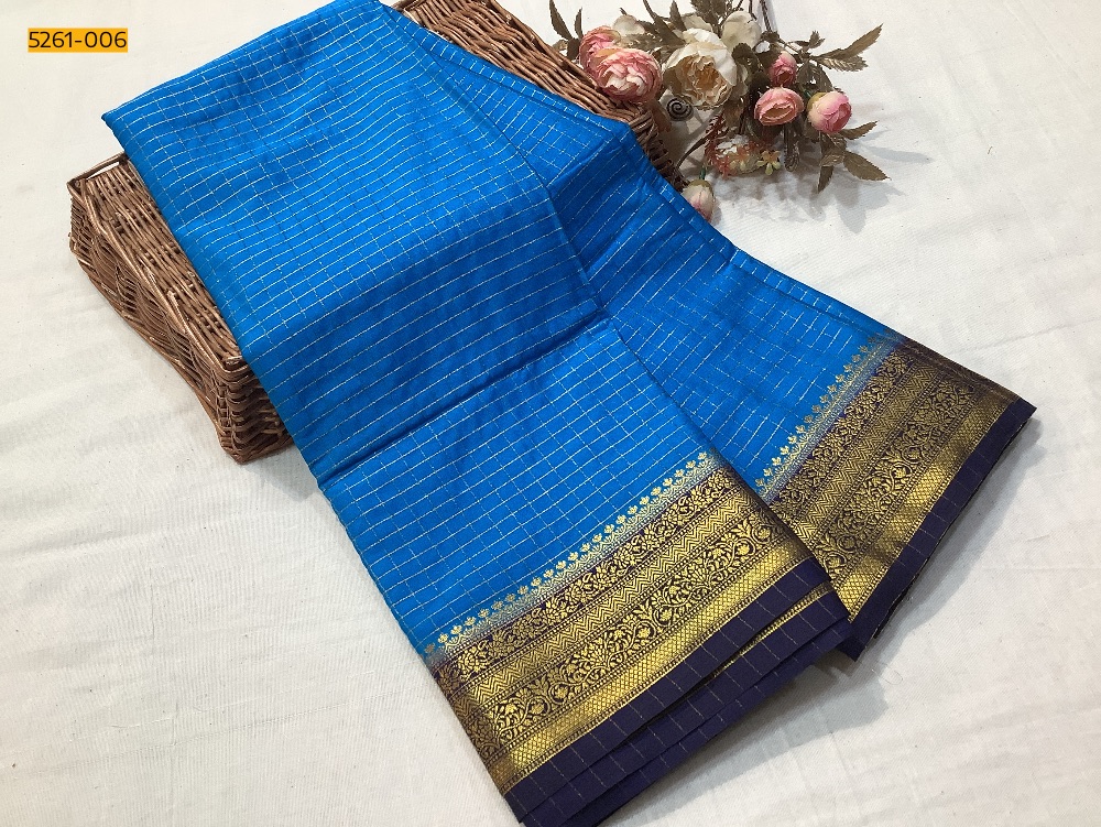Checked Fancy Mysore Crepe Silk Saree