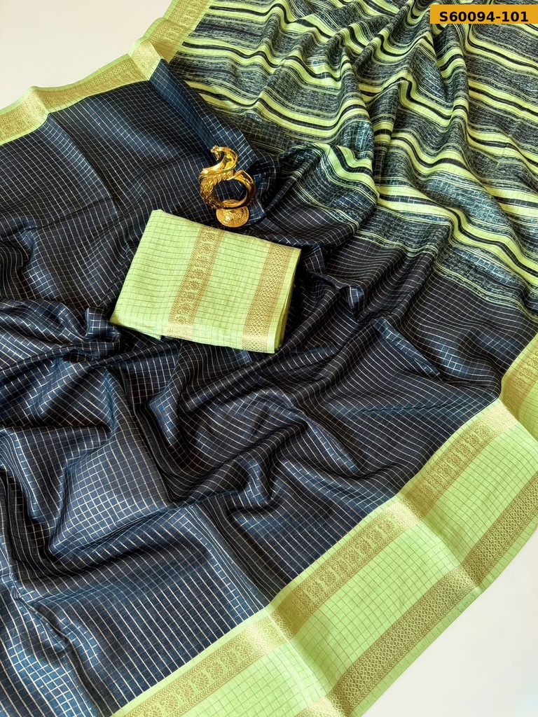 Fancy Tussar base Checks Sarees