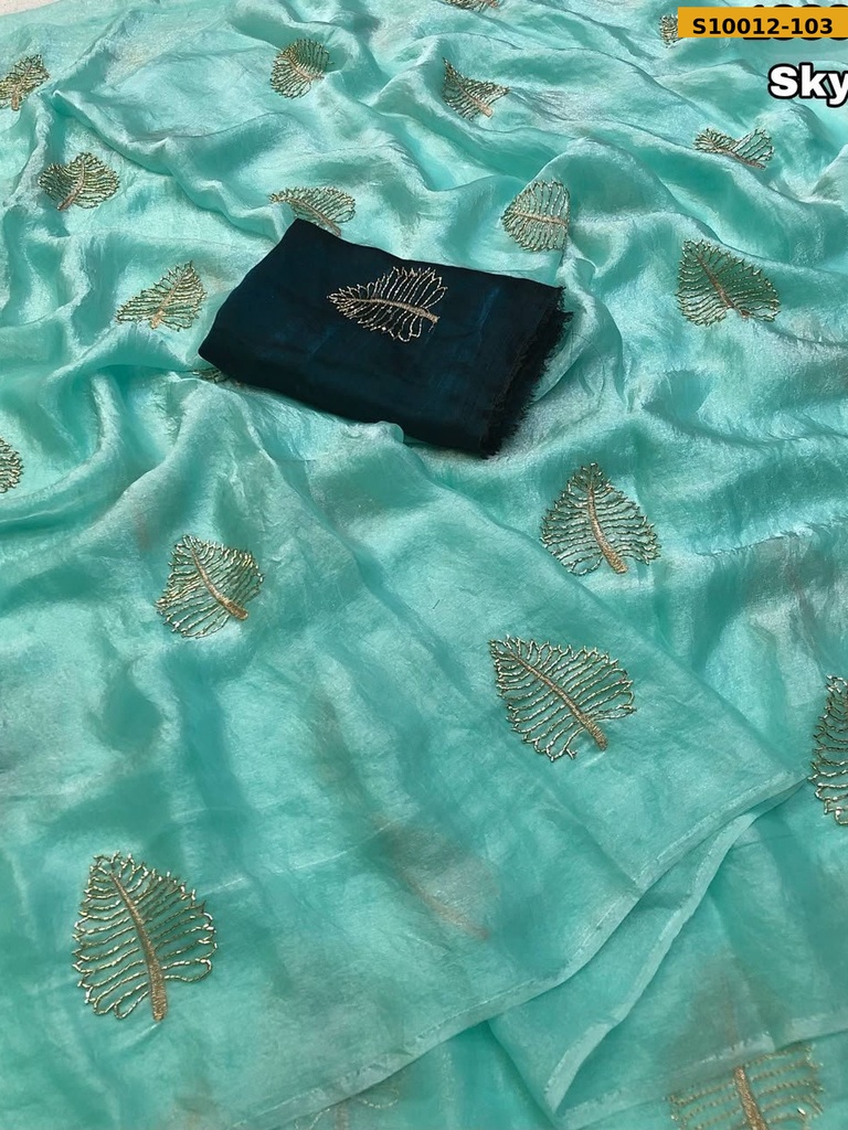 Fancy Soft Space Silk Embroidery Saree