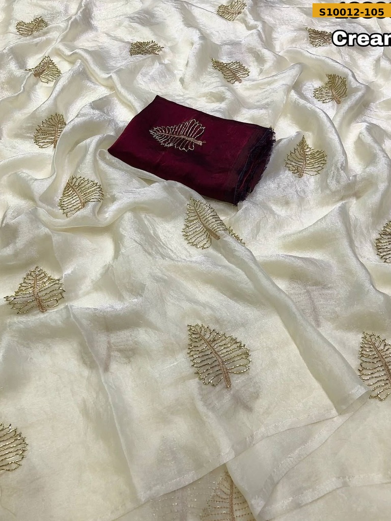 Fancy Soft Space Silk Embroidery Saree