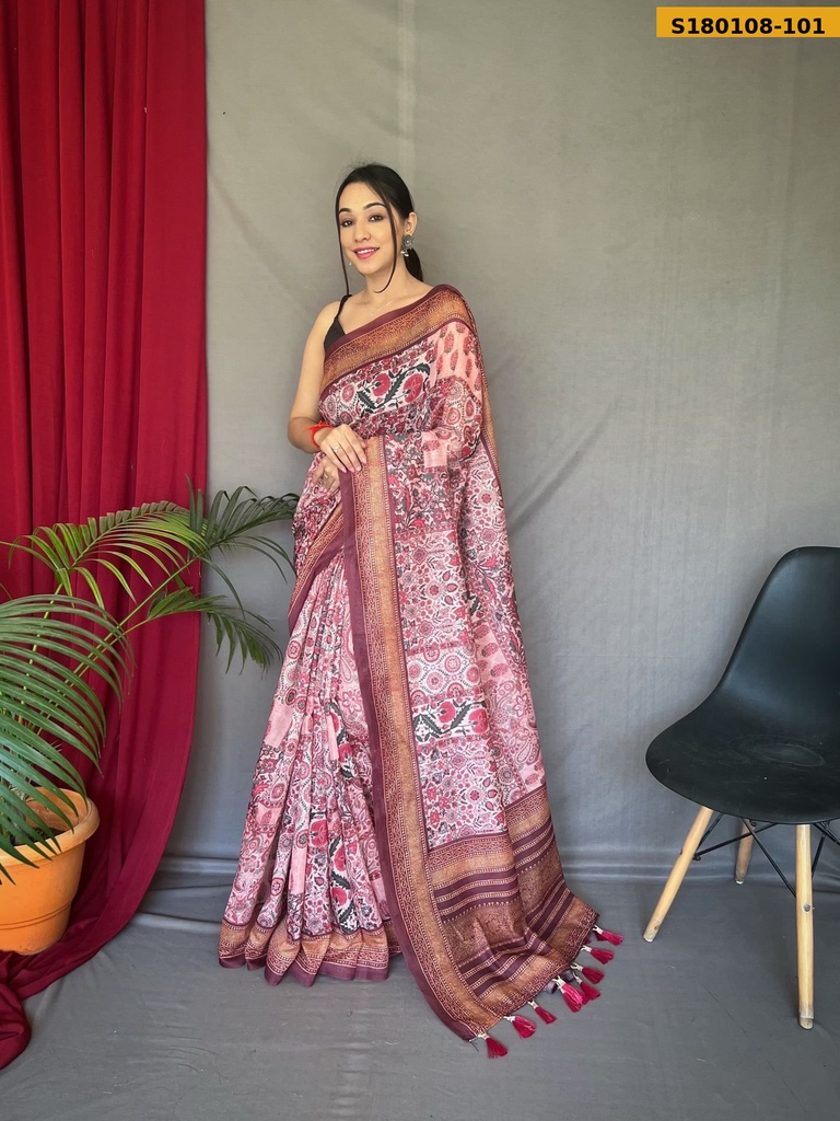 [S180108-101] Fancy Cotton Kashmiri  Printed Sarees (S180108-101)