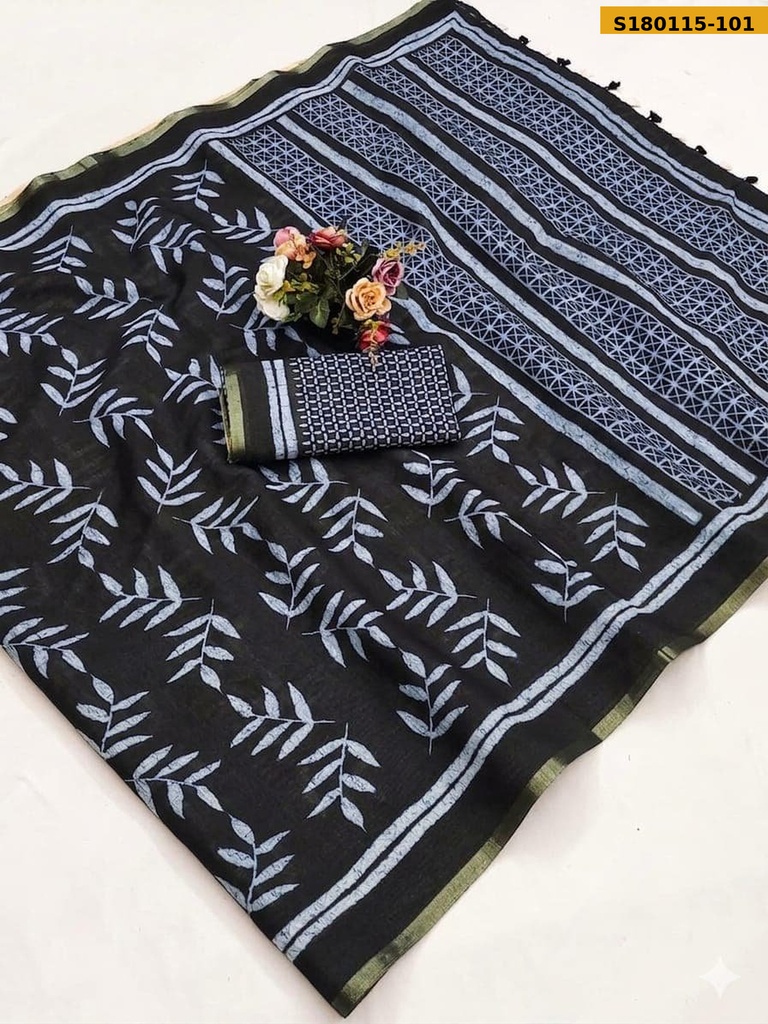 [S180115-101] Fancy Mulmul Cotton Saree (S180115-101)