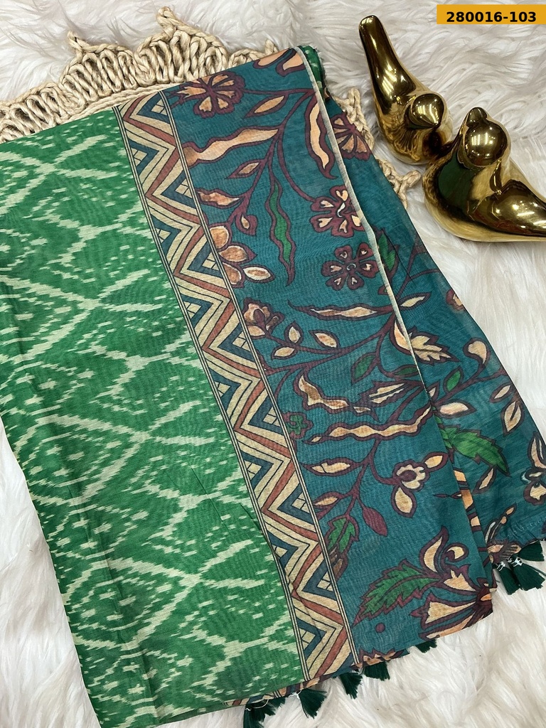 Ikkatkari Fancy Chanderi Silk Saree