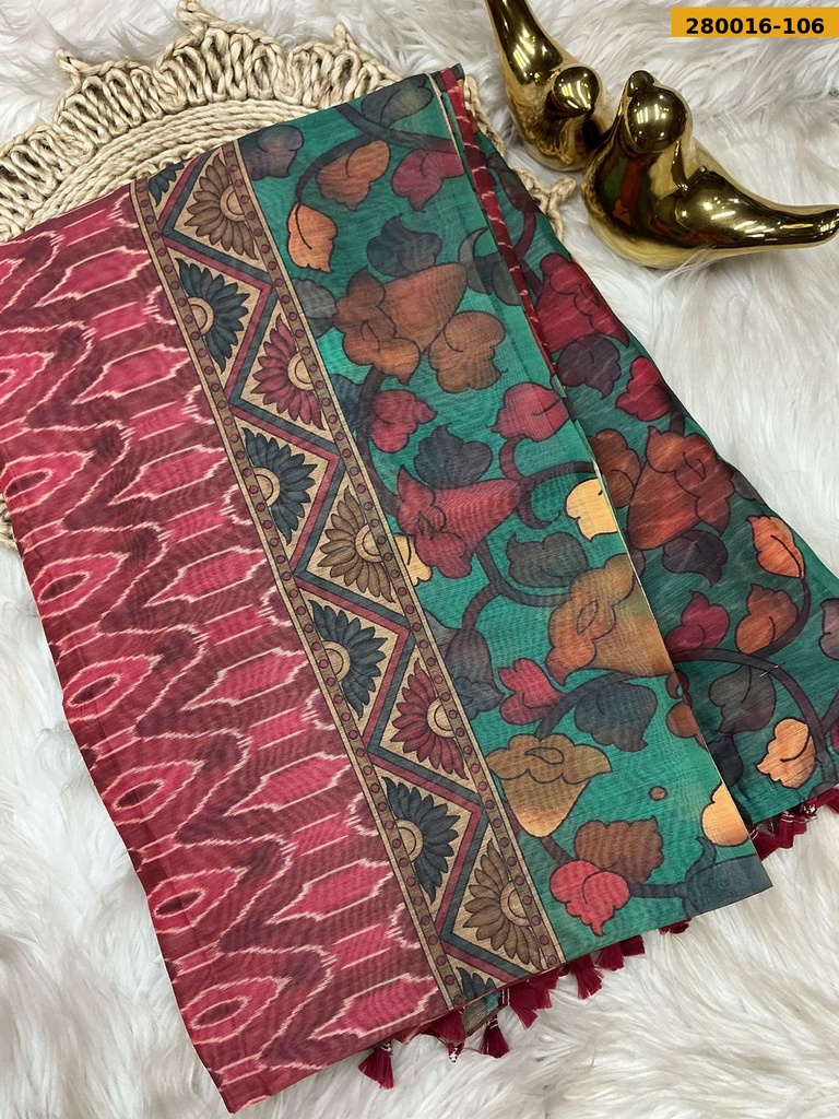Ikkatkari Fancy Chanderi Silk Saree