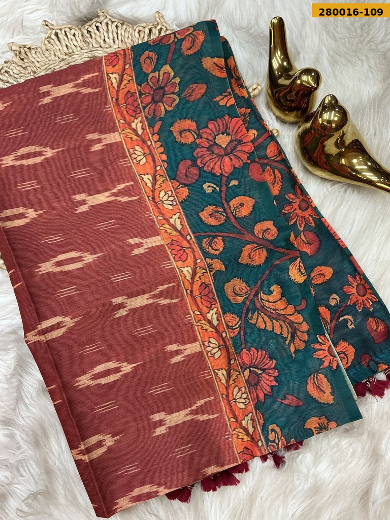 Ikkatkari Fancy Chanderi Silk Saree
