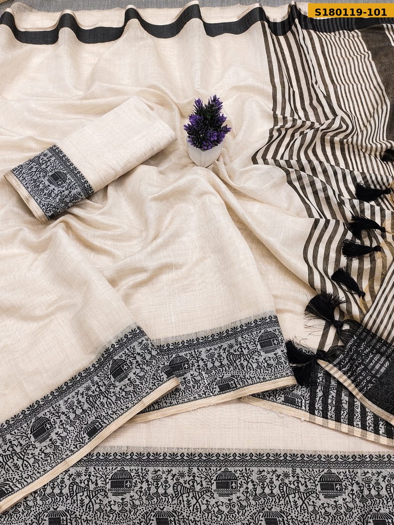 [S180119-101] Fancy Cotton Soft Silk Saree (S180119-101)