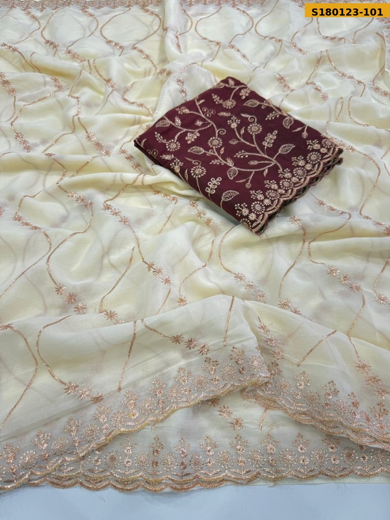 [S180123-101] Fancy Star Georgette Saree (S180123-101)