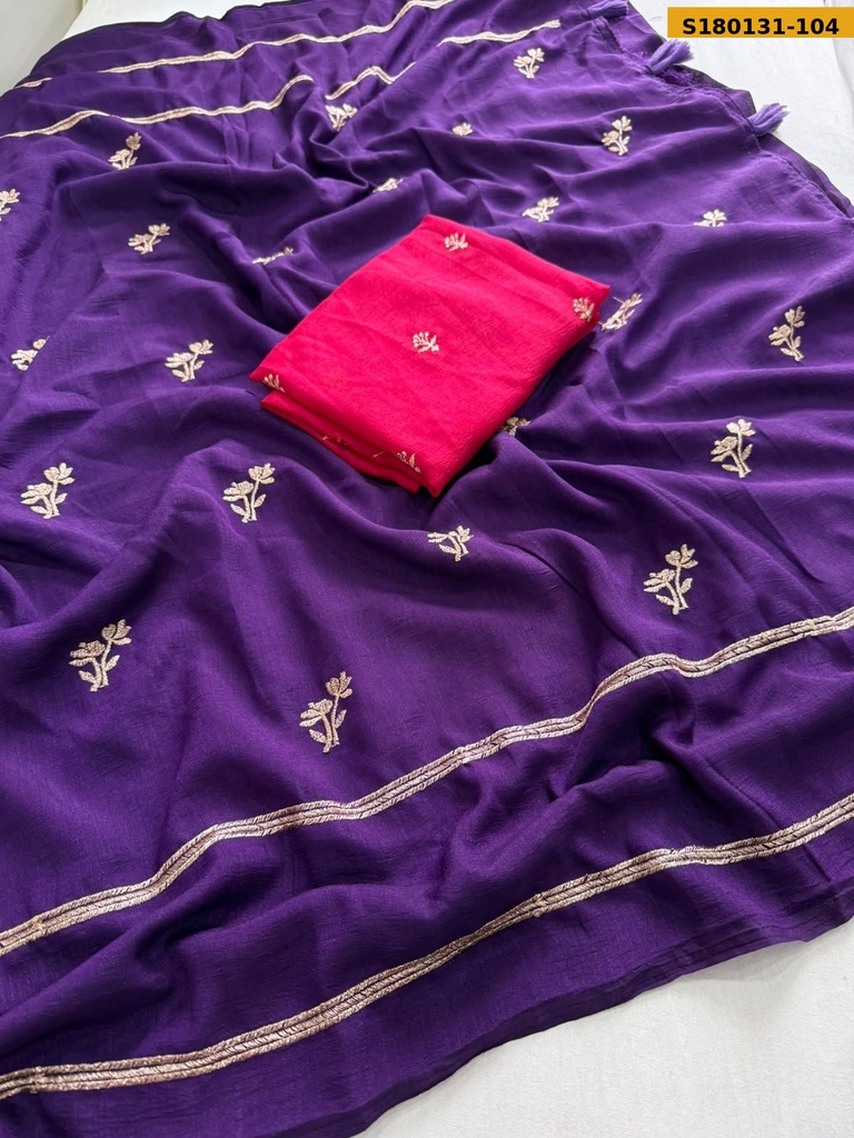 Fancy Viscose Multi Embroidery Saree