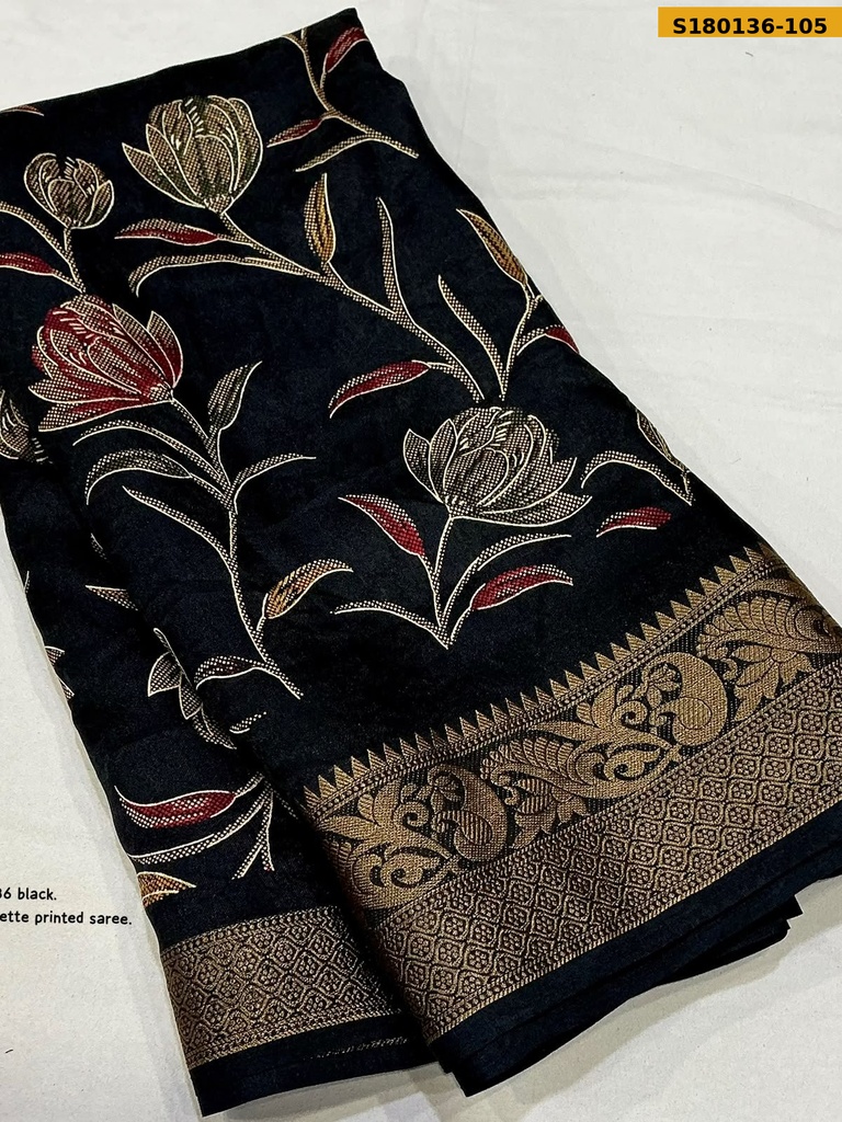 Fancy Satin Georgette Printed  Saree